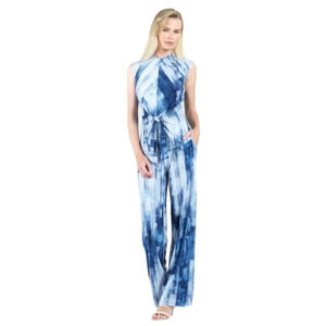 Clara SunWoo Sleeveless Center Tie Front Top Paint Stroke Pattern Size Medium
